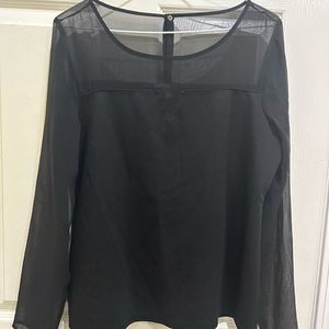 Ann Taylor Long  sleeves black Cotton front  back see trough  both  arms pre-own